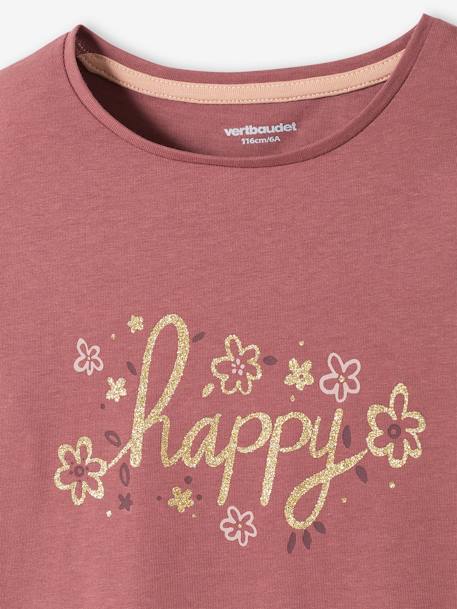 Tee-shirt à message Basics fille corail+écru+marron foncé+rose+vert sauge 14 - vertbaudet enfant 
