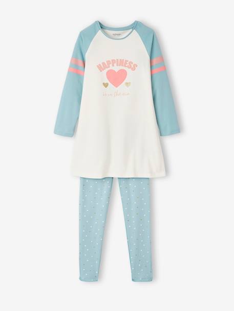 Chemise de nuit 'happiness' + legging imprimé coeurs coquille d'oeuf 1 - vertbaudet enfant 