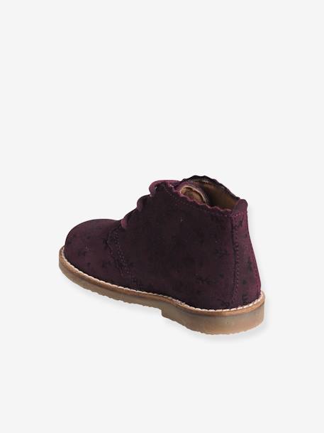 Bottines bébé fille cuir lacées bordeaux 3 - vertbaudet enfant 