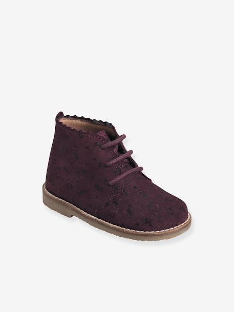 Bottines lacées cuir bébé fille bleu marine imprimé étoile+bordeaux+OR 9 - vertbaudet enfant 