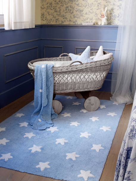 Tapis coton lavable rectangulaire avec étoiles LORENA CANALS bleu+rose 2 - vertbaudet enfant 