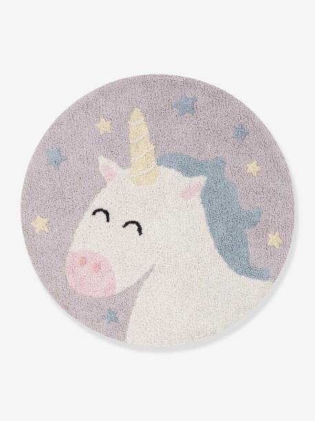 Tapis coton lavable Licorne Believe in yourself gris 3 - vertbaudet enfant 
