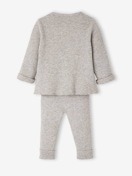 Ensemble bébé mixte gilet pantalon en tricot blanc+gris clair chiné+vert d'eau+vert sauge 13 - vertbaudet enfant 