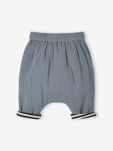 Pantalon en gaze de coton bébé doublure rayée naissance bleu gris 5 - vertbaudet enfant 