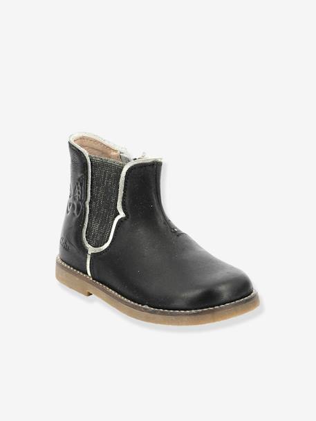 Boots en cuir fille Sarmille ASTER® bordeaux+marron+noir 24 - vertbaudet enfant 