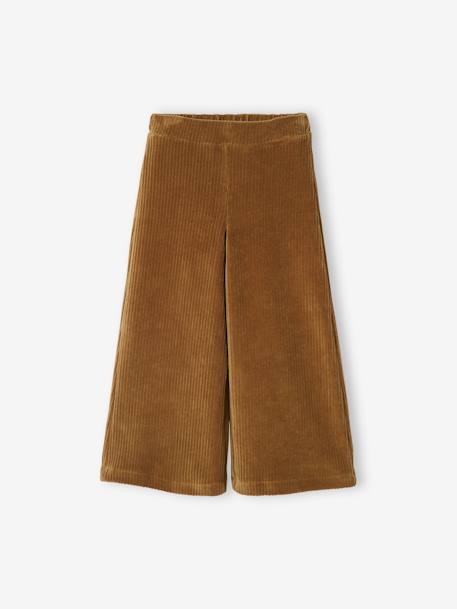 Pantalon fille large en velours anthracite+bleu grisé+blush+écru+kaki+marron+prune+rose 24 - vertbaudet enfant 
