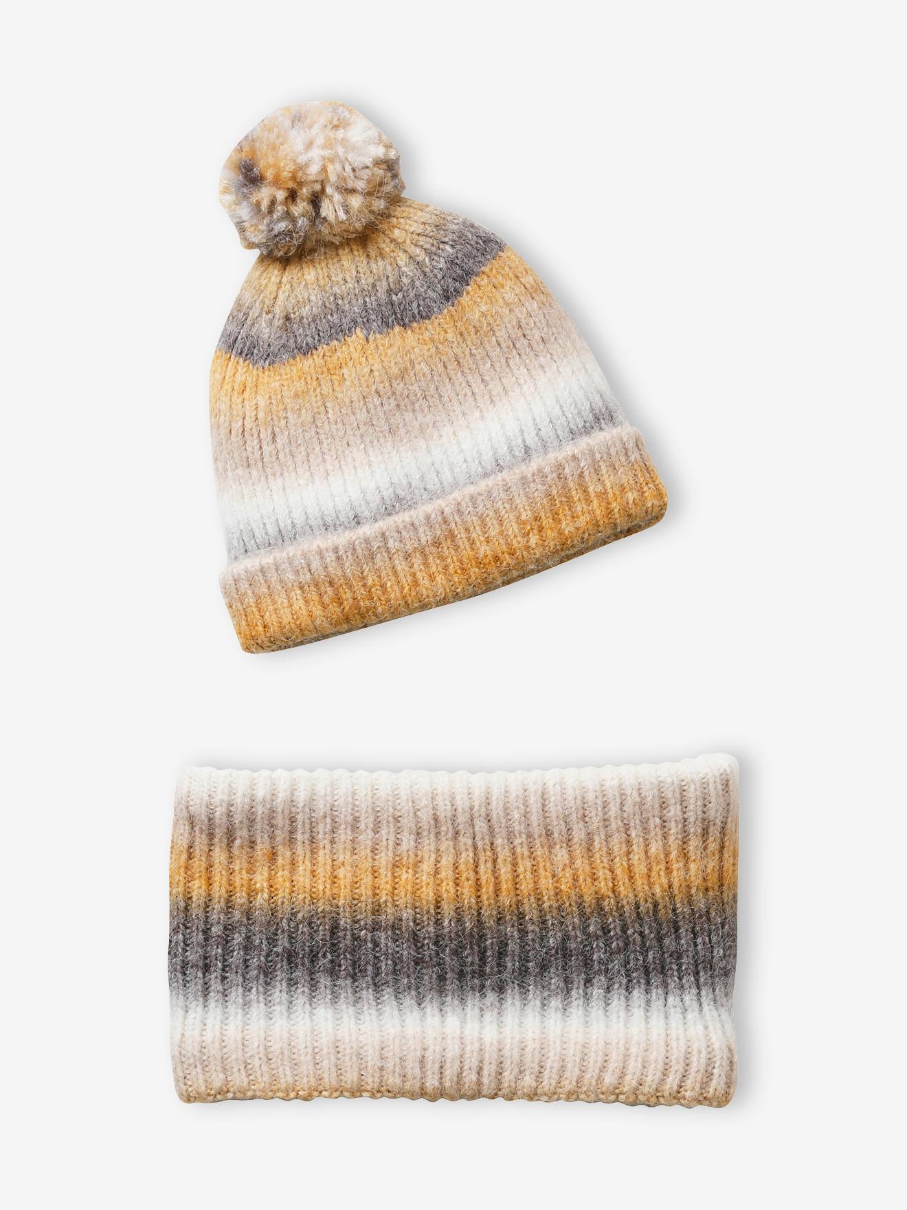 Bonnet Et écharpe 2 En 1 Enfant Fille - Coton Chaud - Taille 2 à 10 Ans - Tour De Cou Et Bonnet Assortis