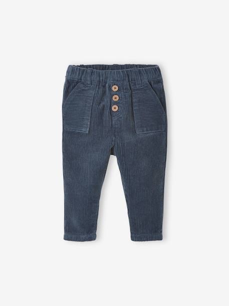 Pantalon bébé velours côtelé bleu gris+marron+tabac 1 - vertbaudet enfant 