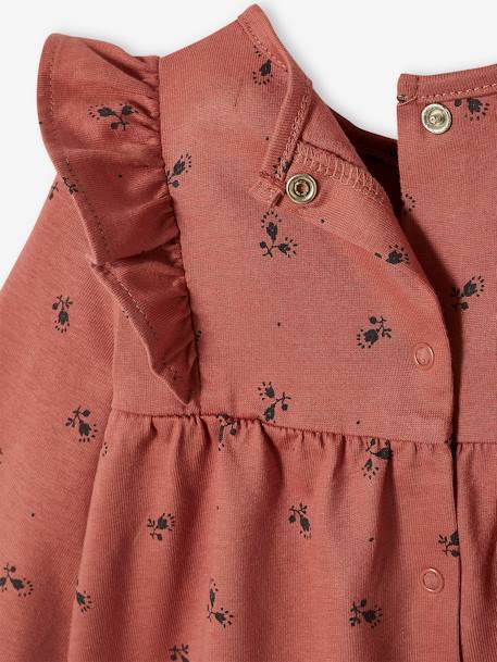 Robe à volants bébé en jersey BASICS bois de rose imprimé+marine imprimé 3 - vertbaudet enfant 