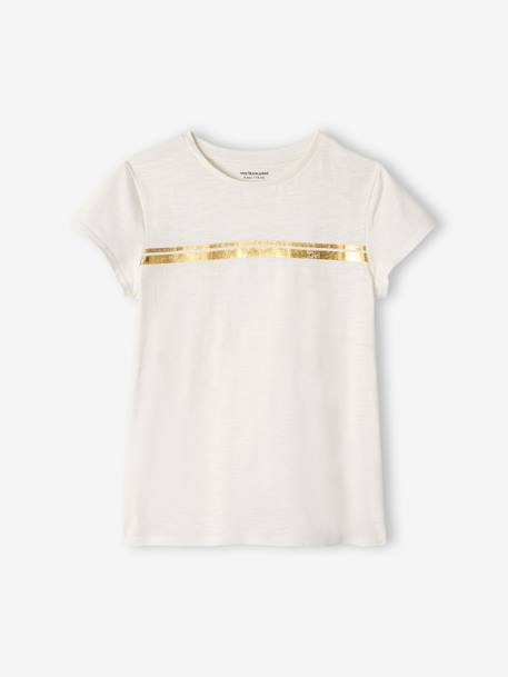 T-shirt de sport Basics fille rayures irisées placées anthracite+écru 5 - vertbaudet enfant 
