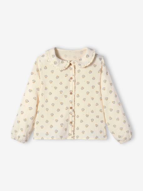 Blouse en gaze de coton personnalisable fille. cappuccino+coquille d'oeuf imprimé 5 - vertbaudet enfant 