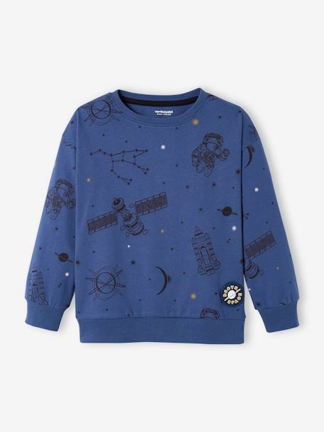 T-shirt motifs 'cosmos' effet sweat garçon badge planète dark bleu ardoise imprimé 3 - vertbaudet enfant 