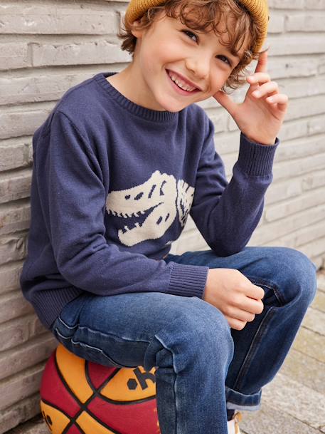 Pull jacquard motif ludique garçon MARINE 4 - vertbaudet enfant 