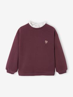Fille-Sweat col montant en broderie anglaise fille