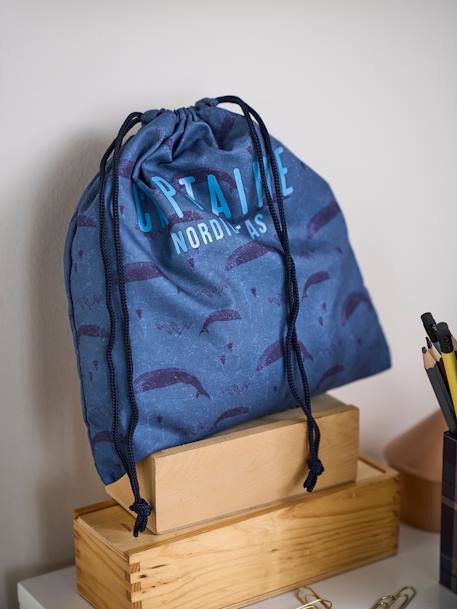 Sac à goûter 'capitaine' motifs baleines garçon bleu ardoise foncé imprimé 6 - vertbaudet enfant 