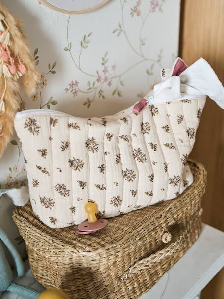 Trousse de toilette enfant en gaze de coton Babylone+bleu grisé+imprimé fleurs grenier+Lovely Leo 13 - vertbaudet enfant 