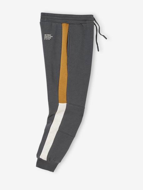 Pantalon de sport garçon en molleton bandes côtés bicolores gris anthracite+gris chiné+Marine+noir 2 - vertbaudet enfant 