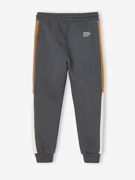 Pantalon de sport garçon en molleton bandes côtés bicolores gris anthracite+gris chiné+Marine+noir 3 - vertbaudet enfant 