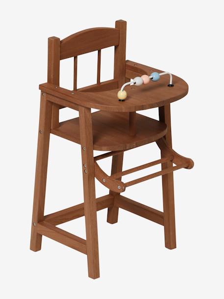 Chaise haute poupon en bois vintage BEIGE FONCE UNI 2 - vertbaudet enfant 