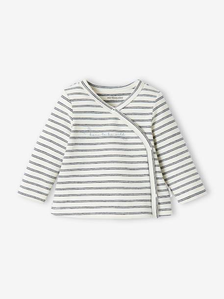 VERTBAUDET T-Shirt Bébé Rayé Manches Longues – 100% Coton – Ouverture Pressions Dos
