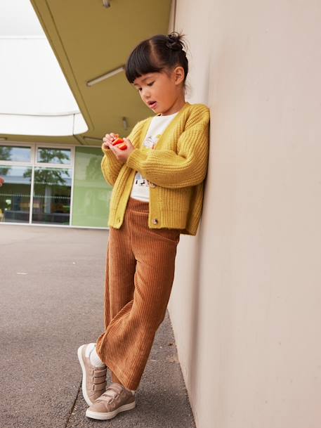 Pantalon fille large en velours anthracite+bleu grisé+blush+écru+kaki+marron+prune+rose 22 - vertbaudet enfant 