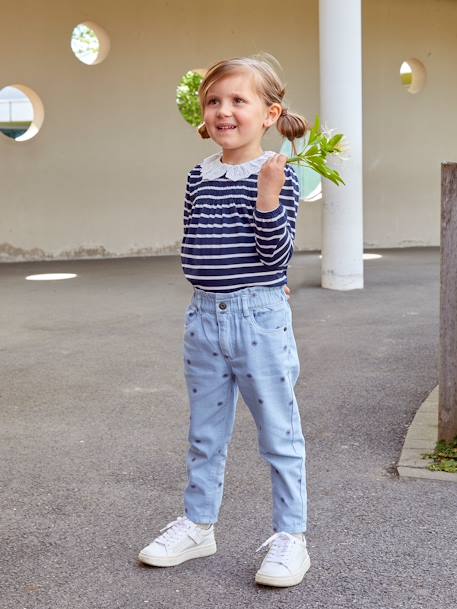 Pantalon style 'paperbag' imprimé fleurs fille beige+bleu 7 - vertbaudet enfant 