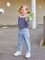 T-shirt blouse col en broderie anglaise fille marine rayé+violet foncé 8 - vertbaudet enfant 