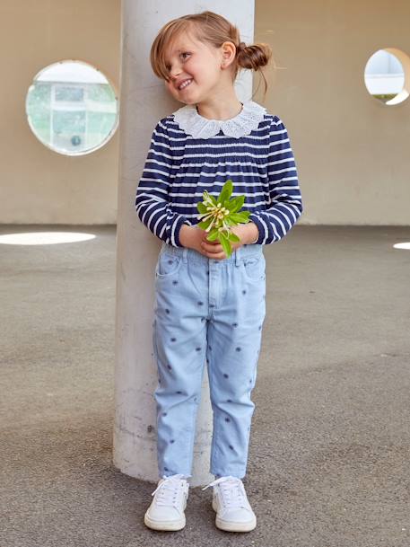 Pantalon style 'paperbag' imprimé fleurs fille beige+bleu 8 - vertbaudet enfant 