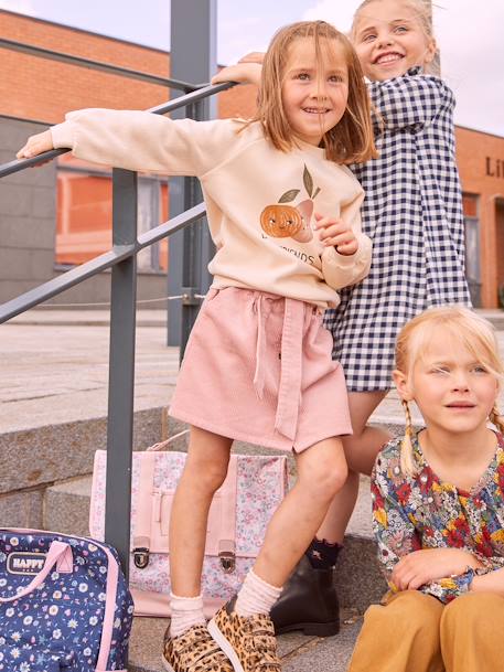 Jupe style 'paperbag' en velours côtelé fille brique+pêche+rose blush+sapin 10 - vertbaudet enfant 