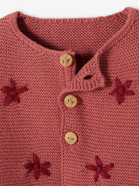 Ensemble cardigan brodé + robe en molleton + collant bébé bois de rose+caramel imprimé 6 - vertbaudet enfant 