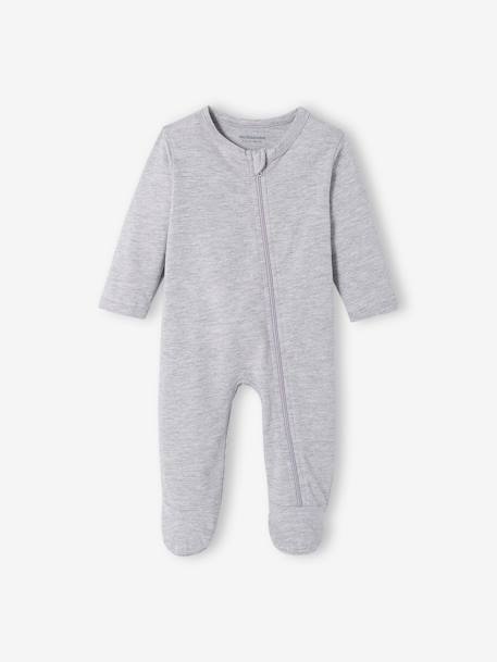 Lot de 3 pyjamas bébé en jersey ouverture zippée lot anthracite+lot ivoire+lot moutarde 2 - vertbaudet enfant 