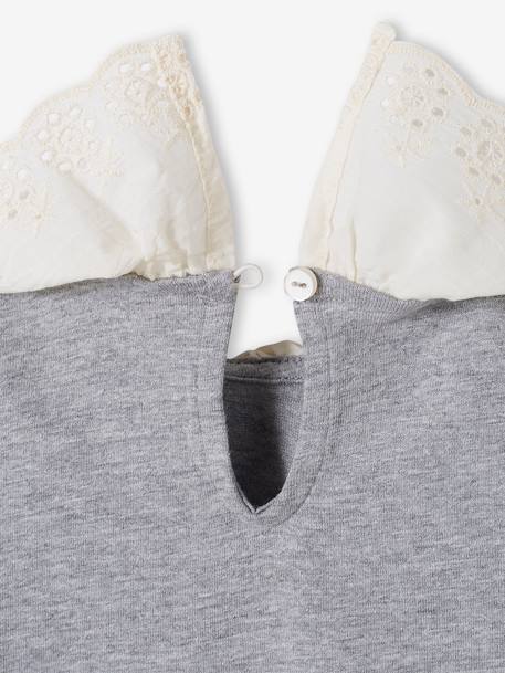 T-shirt avec col en broderie anglaise bébé gris chiné 3 - vertbaudet enfant 