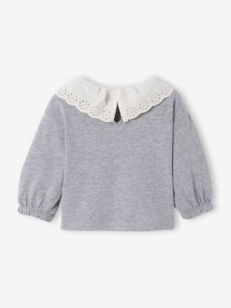 T-shirt avec col en broderie anglaise bébé gris chiné 4 - vertbaudet enfant 