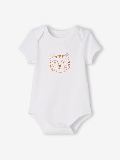 Lot de 5 bodies « animaux » bébé naissance ouverture US manches courtes BASICS lot blanc 2 - vertbaudet enfant 