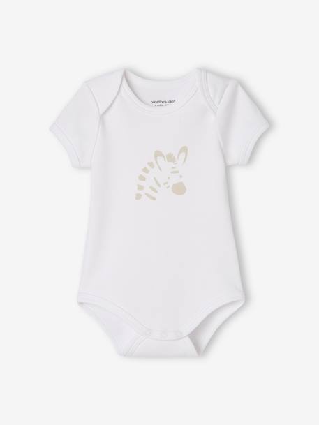 Lot de 5 bodies « animaux » bébé naissance ouverture US manches courtes BASICS lot blanc 6 - vertbaudet enfant 