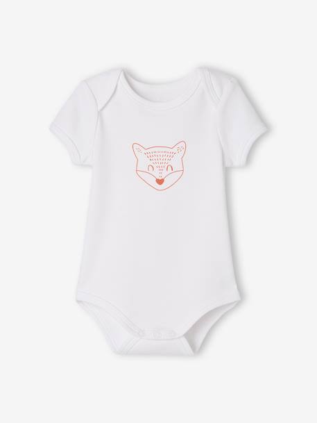 Lot de 5 bodies « animaux » bébé naissance ouverture US manches courtes BASICS lot blanc 5 - vertbaudet enfant 