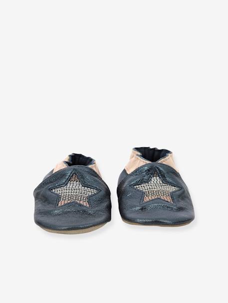 Chaussons cuir souple bébé Star Stripe ROBEEZ© marine+or 3 - vertbaudet enfant 
