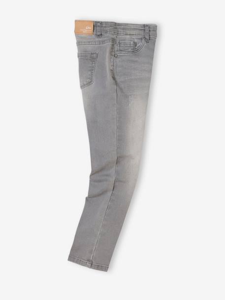 Jean slim MorphologiK fille tour de hanches LARGE avec usures BLEU FONCE DELAVE+denim black+DENIM GREY 13 - vertbaudet enfant 