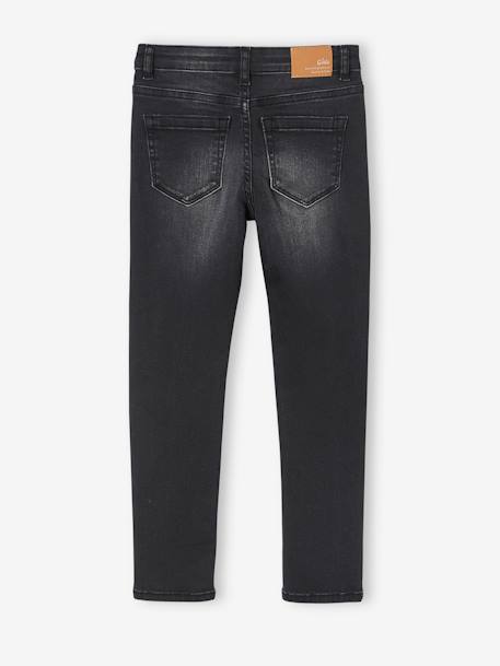 Jean slim MorphologiK fille tour de hanches LARGE avec usures BLEU FONCE DELAVE+denim black+DENIM GREY 9 - vertbaudet enfant 