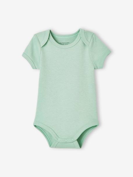 Lot de 7 bodies manches courtes ouverture US bébé BASICS lot bleu 4 - vertbaudet enfant 