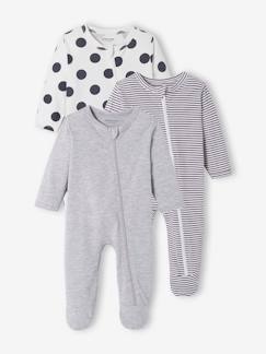 Bébé-Lot de 3 pyjamas bébé en jersey ouverture zippée