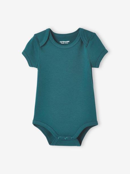 Lot de 7 bodies manches courtes ouverture US bébé BASICS lot bleu 2 - vertbaudet enfant 