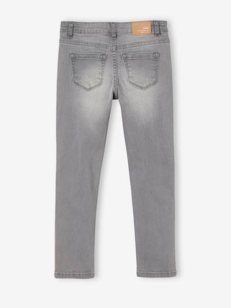 Jean slim MorphologiK fille tour de hanches LARGE avec usures BLEU FONCE DELAVE+denim black+DENIM GREY 14 - vertbaudet enfant 