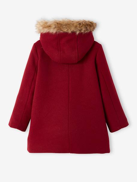 Duffle-coat à capuche fille en drap de laine fermeture par brandebourgs brique+encre 3 - vertbaudet enfant 