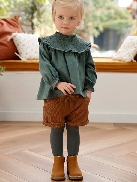 Short en velours côtelé bébé fille noisette+rose poudré 1 - vertbaudet enfant 