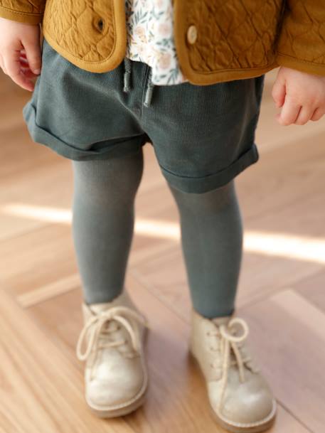 Ensemble 3 pièces bébé fille tee-shirt, short velours et bandeau vert foncé 10 - vertbaudet enfant 