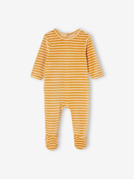 Lot de 3 pyjamas en velours bébé ouverture dos BASICS lot blush foncé+lot curcuma+lot ivoire 14 - vertbaudet enfant 