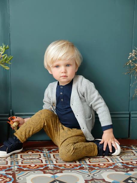 Gilet bébé garçon avec poches fantaisie BASICS bleu grisé+encre+gris clair chiné 8 - vertbaudet enfant 
