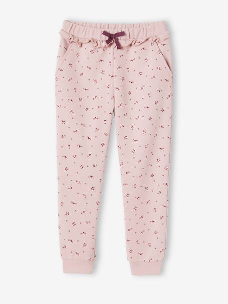 Pantalon jogging volanté fille imprimé fleurs rose 1 - vertbaudet enfant 