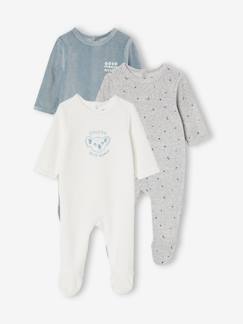 Pyjama bébé en velours ouverture pont Nuage - PETIT BEGUIN